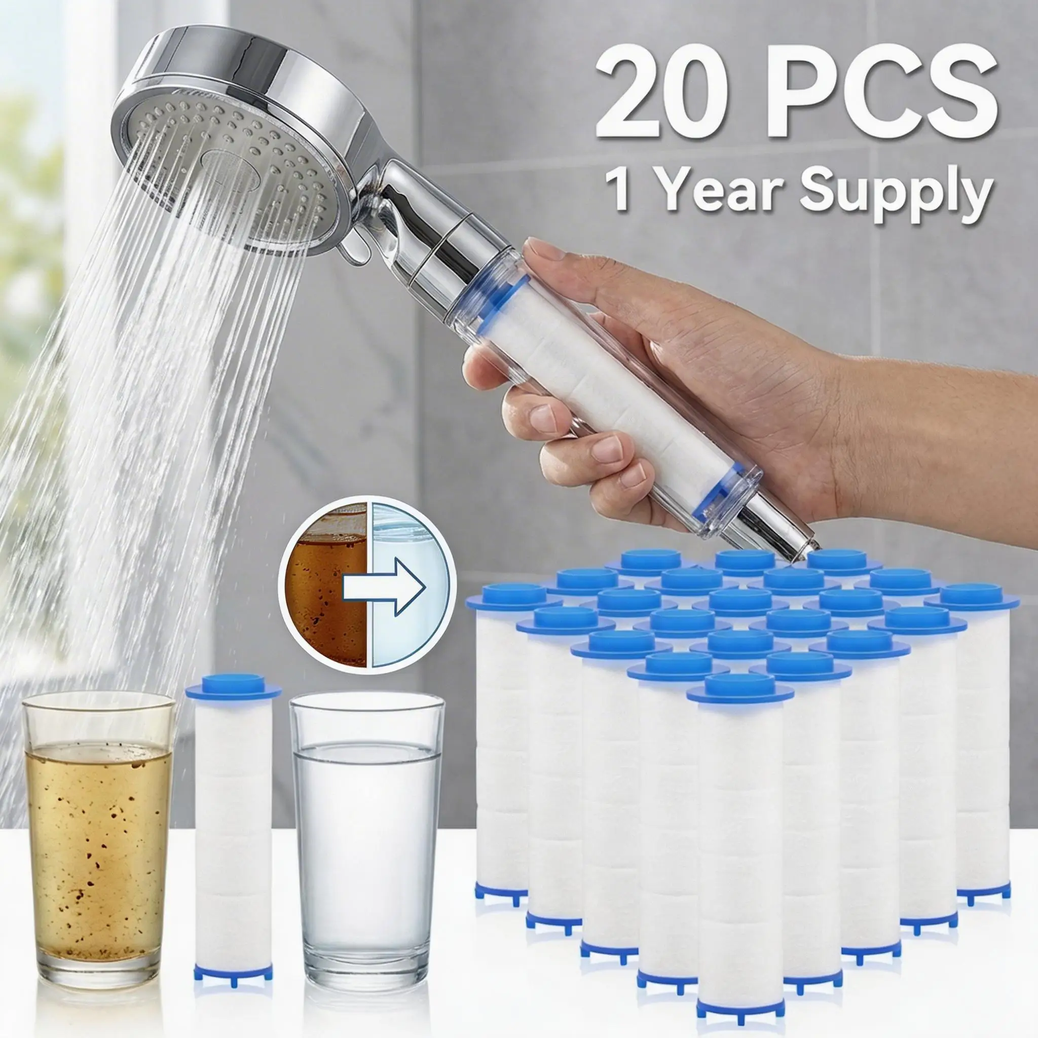 Shower Valve Cartridge - 20Pcs 샤워 헤드 필터 PP 코튼